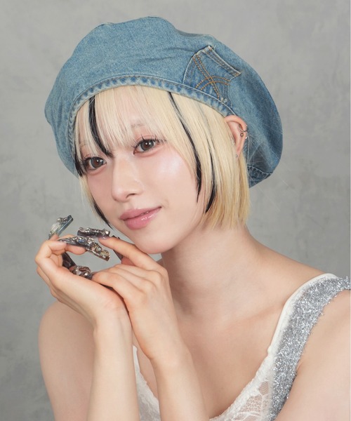 BARELY BLUE(ベアリーブルー)の「【 BARELY BLUE / ベアリーブルー 】 ルーズ フォルム ビンテージライク デニム ベレー帽(ハンチング/ベレー帽・レディース・ブルー/インディゴブルー/ライトブルー・FREE)」の20枚目の写真