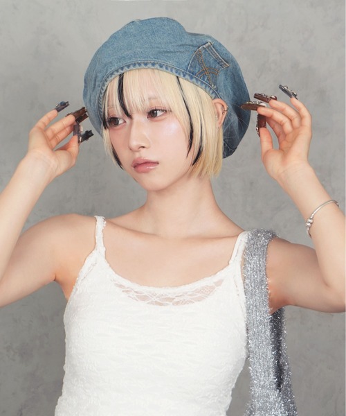 BARELY BLUE(ベアリーブルー)の「【 BARELY BLUE / ベアリーブルー 】 ルーズ フォルム ビンテージライク デニム ベレー帽(ハンチング/ベレー帽・レディース・ブルー/インディゴブルー/ライトブルー・FREE)」の21枚目の写真