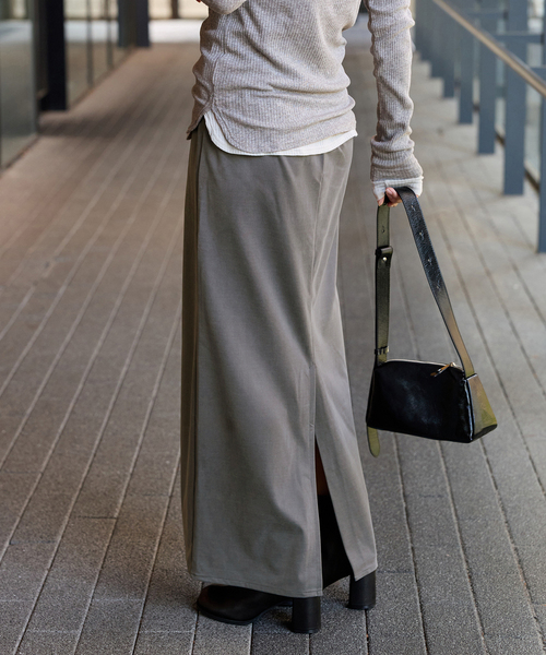 JOURNAL STANDARD(ジャーナルスタンダード)の「《追加2》フィブリルキュプラジャージーマキシスカート(スカート・レディース・ベージュ/チャコールグレー・FREE)」の8枚目の写真