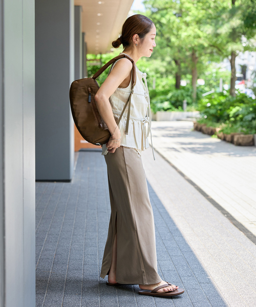 JOURNAL STANDARD(ジャーナルスタンダード)の「《追加2》フィブリルキュプラジャージーマキシスカート(スカート・レディース・ベージュ/チャコールグレー・FREE)」の10枚目の写真