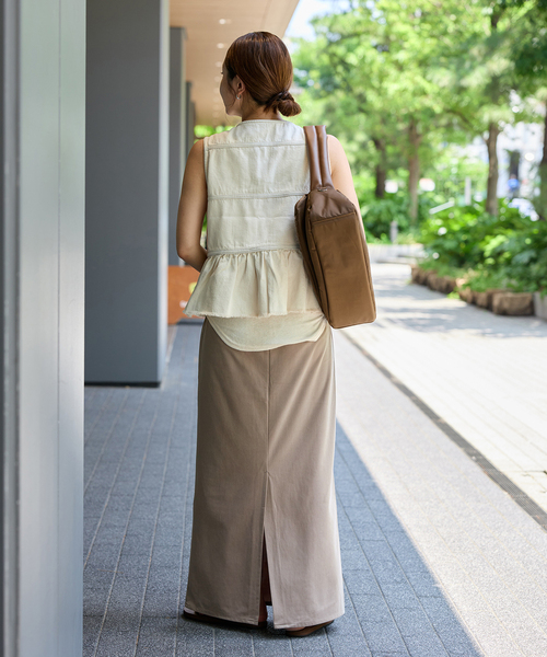 JOURNAL STANDARD(ジャーナルスタンダード)の「《追加2》フィブリルキュプラジャージーマキシスカート(スカート・レディース・ベージュ/チャコールグレー・FREE)」の11枚目の写真