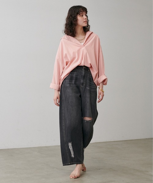 LARUTA（ラルータ）の「【LARUTA】スキッパー長袖シャツ（シャツ/ブラウス・レディース・ピンク/オフホワイト/チャコールグレー/その他2/その他1・FREE）」の6枚目の写真