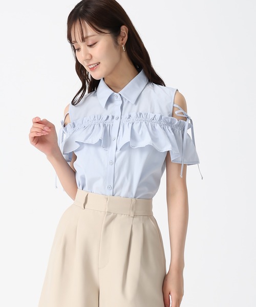 31 Sons de mode(トランテアン ソン ドゥ モード)の「2025秋冬新作 肩開きオフショルブラウス(シャツ/ブラウス・レディース・ブラウン/アイボリー/ブルー・フリ-)」の10枚目の写真