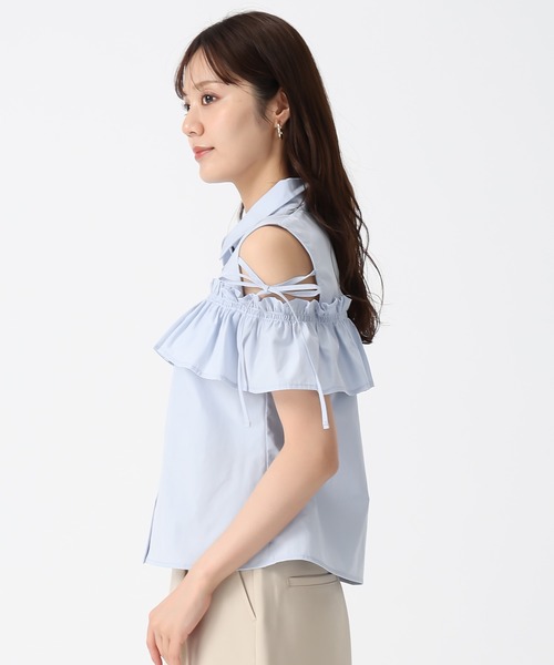 31 Sons de mode(トランテアン ソン ドゥ モード)の「2025秋冬新作 肩開きオフショルブラウス(シャツ/ブラウス・レディース・ブラウン/アイボリー/ブルー・フリ-)」の11枚目の写真