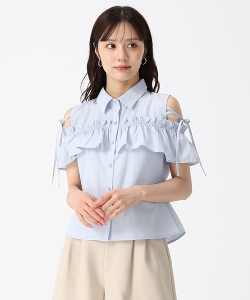 31 Sons de mode(トランテアン ソン ドゥ モード)の「2025秋冬新作 肩開きオフショルブラウス(シャツ/ブラウス・レディース・ブラウン/アイボリー/ブルー・フリ-)」の21枚目の写真