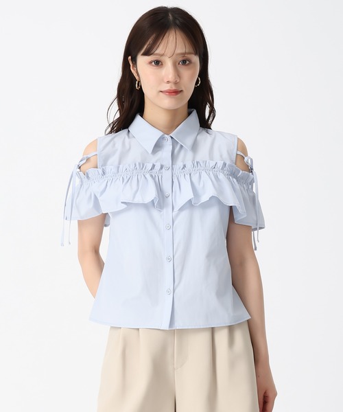 31 Sons de mode(トランテアン ソン ドゥ モード)の「2025秋冬新作 肩開きオフショルブラウス(シャツ/ブラウス・レディース・ブラウン/アイボリー/ブルー・フリ-)」の22枚目の写真