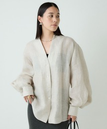 Chaos リネンブラウス黒 Chaos（カオス）の「オーバーカラーソリットブラウス（）」 - WEAR