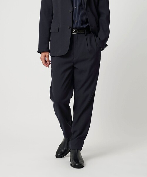 BEAUTY&YOUTH UNITED ARROWS（ビューティーアンドユースユナイテッドアローズ）の「トリコチン ポリエステル 1プリーツ テーパードパンツ NO.5 セットアップ対応（スラックス・メンズ・オリーブ/ネイビー・M/L/XL/S）」の2枚目の写真