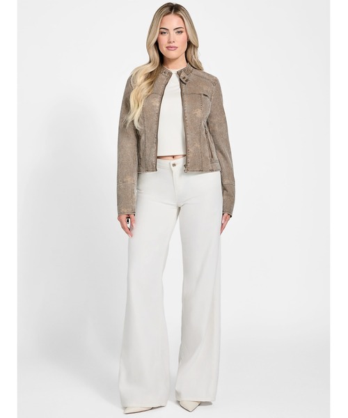 Guess（ゲス）の「LS Estell Moto アウター ジャケット（ノーカラージャケット・レディース・ベージュ・X-SMALL/MEDIUM/SMALL）」の5枚目の写真