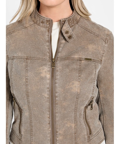 Guess（ゲス）の「LS Estell Moto アウター ジャケット（ノーカラージャケット・レディース・ベージュ・X-SMALL/MEDIUM/SMALL）」の6枚目の写真