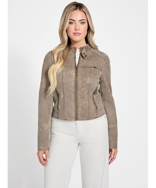 Guess（ゲス）の「LS Estell Moto アウター ジャケット（ノーカラージャケット・レディース・ベージュ・X-SMALL/MEDIUM/SMALL）」の11枚目の写真