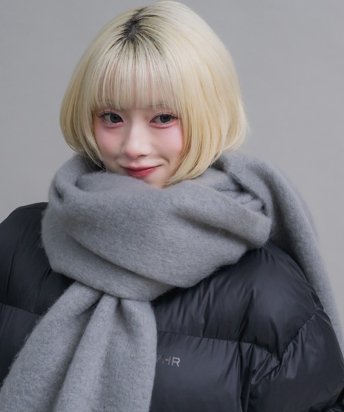 17HR（セブンティーンアワーズ）の「ロゴ刺繍マフラー（マフラー・レディース・オフホワイト/グレー/ブルー/ブラック×ホワイト/レッド・FREE）」の16枚目の写真