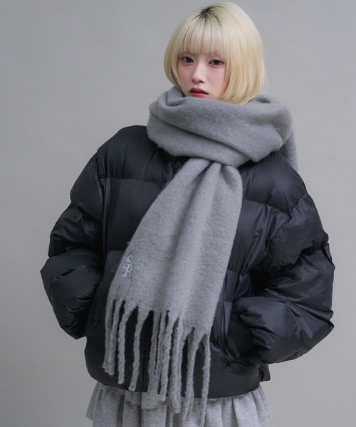 17HR（セブンティーンアワーズ）の「ロゴ刺繍マフラー（マフラー・レディース・オフホワイト/グレー/ブルー/ブラック×ホワイト/レッド・FREE）」の20枚目の写真