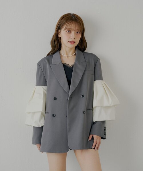 SALON by Chico】フリルデザインオーバーダブルジャケット
