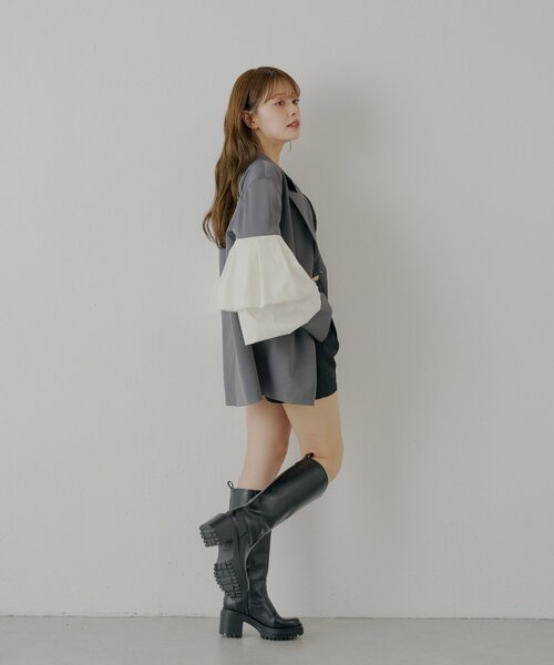 SALON by Chico】フリルデザインオーバーダブルジャケット