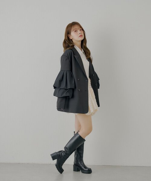 SALON by Chico】フリルデザインオーバーダブルジャケット