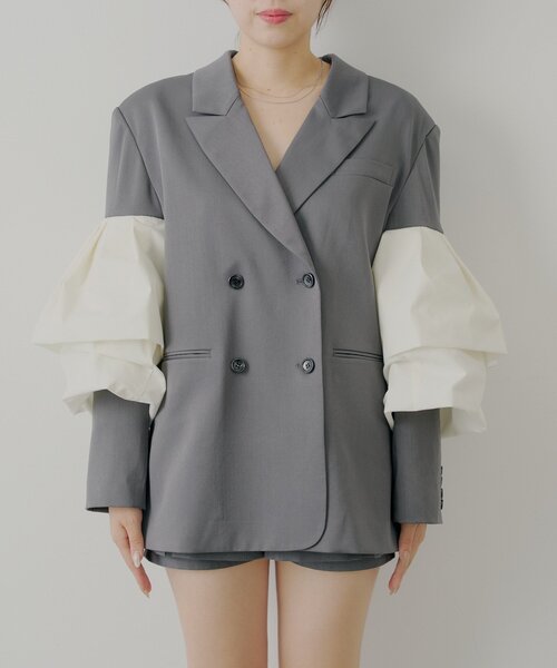 SALON by Chico】フリルデザインオーバーダブルジャケット（テーラード