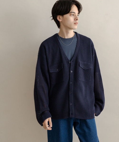 セール】WポケットVネックニットカーディガン（カーディガン