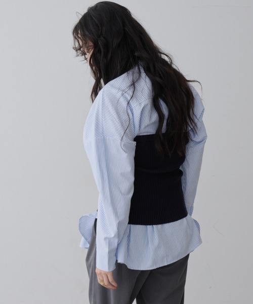 NUJOH（ヌゾ）の「Mixed Tube Knit / ミックス チューブ ニット（チューブトップ・レディース・ネイビー/グレー・FREE）」の12枚目の写真
