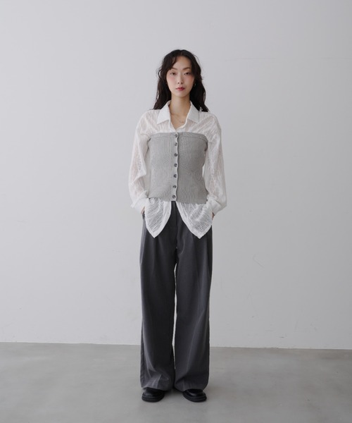 NUJOH（ヌゾ）の「Mixed Tube Knit / ミックス チューブ ニット（チューブトップ・レディース・ネイビー/グレー・FREE）」の20枚目の写真