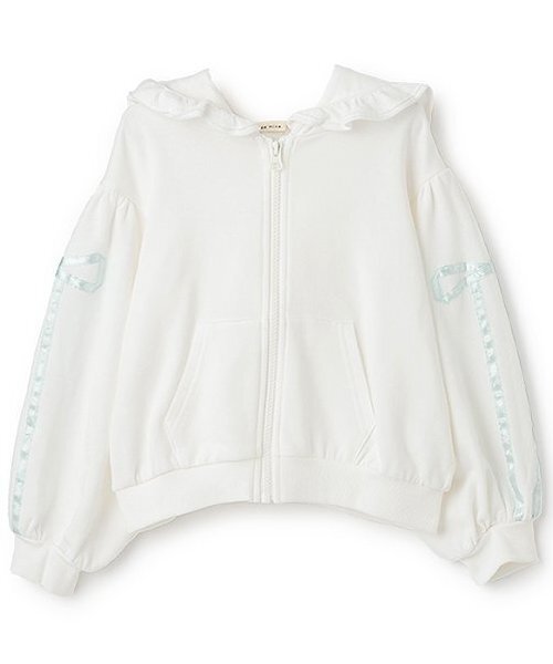 Lycee mine（リセマイン）の「【セットアップ可】【毛玉バイバイ裏毛】リボンラインフルジップパーカ（パーカー・キッズ・オフホワイト/クリーム/ブラック/ライトピンク/ブルーグレー/トップグレー・100cm/120cm/130cm/140cm/110cm/150cm）」の7枚目の写真
