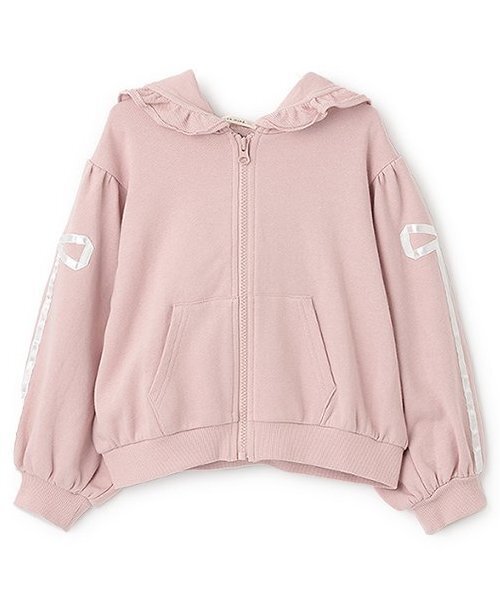 Lycee mine（リセマイン）の「【セットアップ可】【毛玉バイバイ裏毛】リボンラインフルジップパーカ（パーカー・キッズ・オフホワイト/クリーム/ブラック/ライトピンク/ブルーグレー/トップグレー・100cm/120cm/130cm/140cm/110cm/150cm）」の8枚目の写真