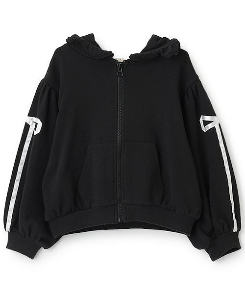 Lycee mine（リセマイン）の「【セットアップ可】【毛玉バイバイ裏毛】リボンラインフルジップパーカ（パーカー・キッズ・オフホワイト/クリーム/ブラック/ライトピンク/ブルーグレー/トップグレー・100cm/120cm/130cm/140cm/110cm/150cm）」の10枚目の写真