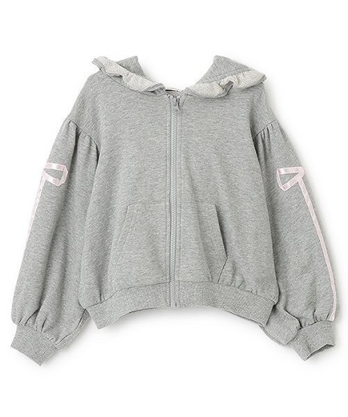 Lycee mine（リセマイン）の「【セットアップ可】【毛玉バイバイ裏毛】リボンラインフルジップパーカ（パーカー・キッズ・オフホワイト/クリーム/ブラック/ライトピンク/ブルーグレー/トップグレー・100cm/120cm/130cm/140cm/110cm/150cm）」の11枚目の写真