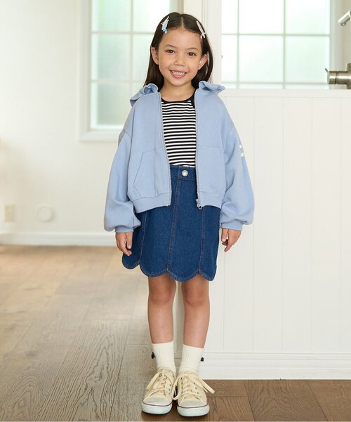Lycee mine(リセマイン)の「【セットアップ可】【毛玉バイバイ裏毛】リボンラインフルジップパーカ【子供服】【キッズ】【女の子】(パーカー・キッズ・オフホワイト/クリーム/ブラック/ライトピンク/ブルーグレー/トップグレー・100cm/120cm/130cm/140cm/110cm/150cm)」の22枚目の写真