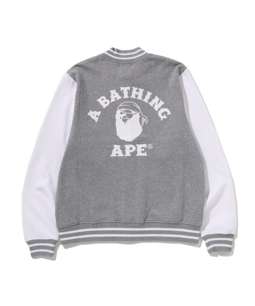 A BATHING APE（アベイシングエイプ）の「APE PIRATE SWEAT VARSITY JACKET（ミリタリージャケット・メンズ・グレー/ブラック・LARGE/SMALL/MEDIUM/X-LARGE/XX-LARGE）」の4枚目の写真