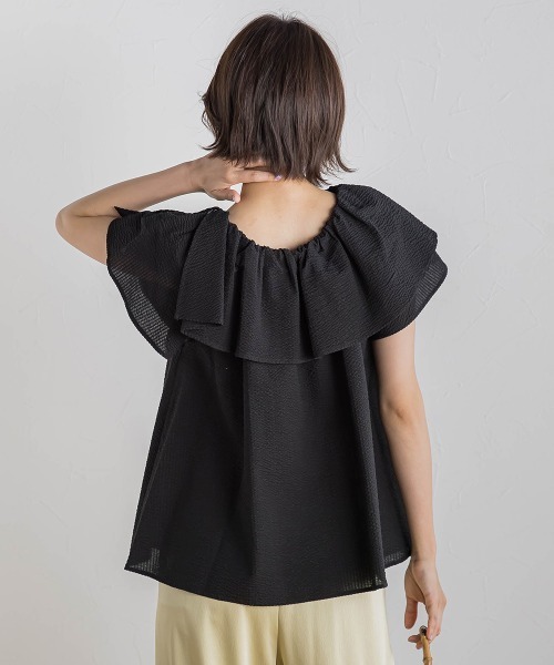 Droite lautreamont（ドロワットロートレアモン）の「【WEB限定】ワンダーウェーブクロスブラウス≪手洗い可能≫（シャツ/ブラウス・レディース・ブラック/オフホワイト/ブルー・M）」の12枚目の写真