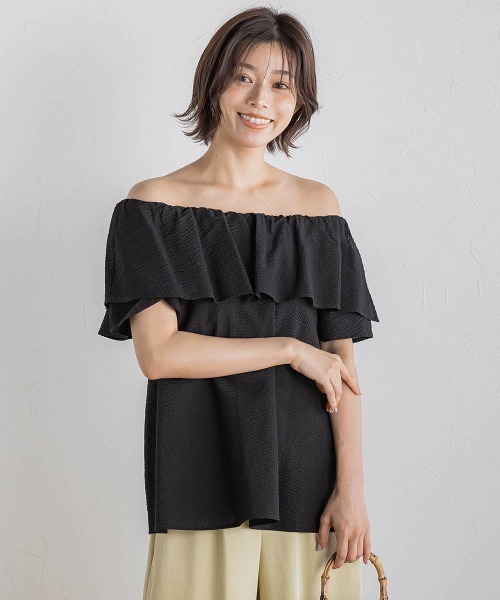 Droite lautreamont（ドロワットロートレアモン）の「【WEB限定】ワンダーウェーブクロスブラウス≪手洗い可能≫（シャツ/ブラウス・レディース・ブラック/オフホワイト/ブルー・M）」の13枚目の写真