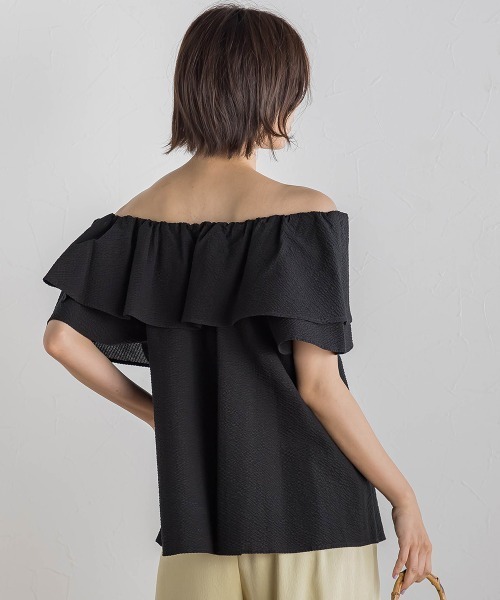 Droite lautreamont（ドロワットロートレアモン）の「【WEB限定】ワンダーウェーブクロスブラウス≪手洗い可能≫（シャツ/ブラウス・レディース・ブラック/オフホワイト/ブルー・M）」の15枚目の写真