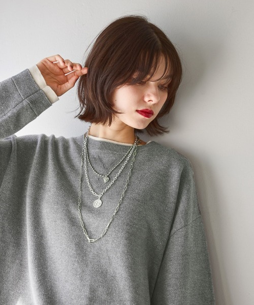 レイヤー風クループルオーバー（ニット/セーター）｜niko and