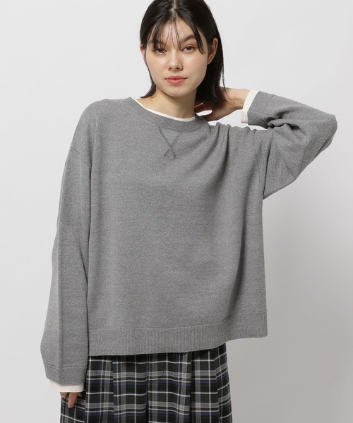 セール】レイヤー風クループルオーバー（ニット/セーター）｜niko and