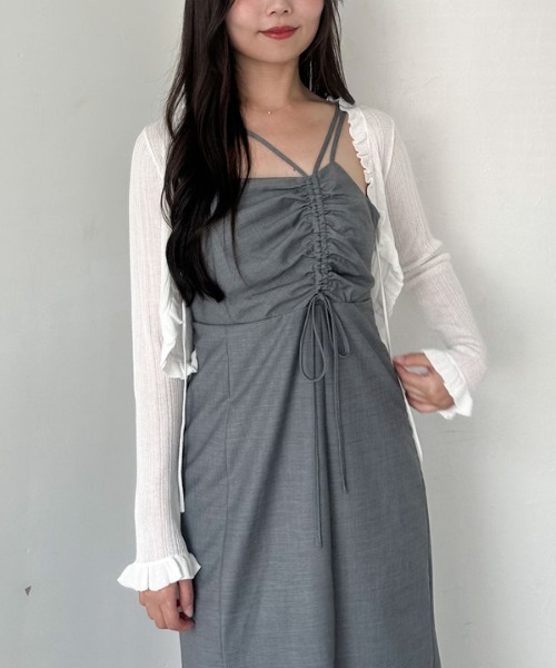 archives（アルシーヴ）の「フリルシアーリブニットカーディガン（カーディガン/ボレロ・レディース・オフホワイト/ブラック/グレー・MEDIUM）」の12枚目の写真