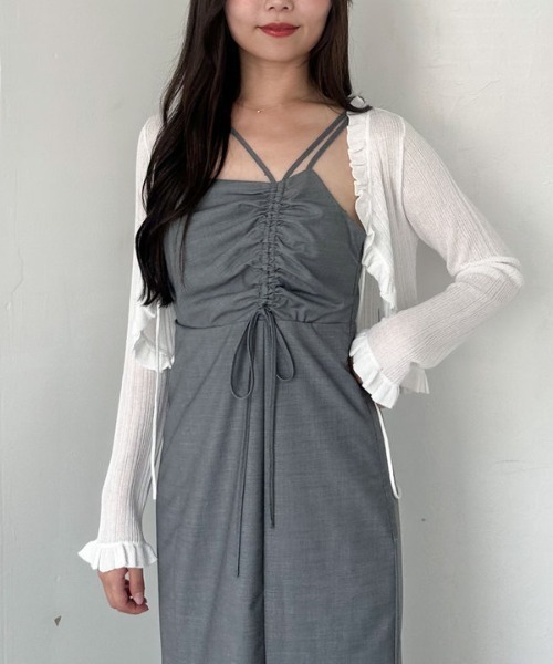 archives（アルシーヴ）の「フリルシアーリブニットカーディガン（カーディガン/ボレロ・レディース・オフホワイト/ブラック/グレー・MEDIUM）」の13枚目の写真