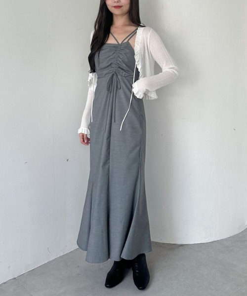 archives（アルシーヴ）の「フリルシアーリブニットカーディガン（カーディガン/ボレロ・レディース・オフホワイト/ブラック/グレー・MEDIUM）」の18枚目の写真