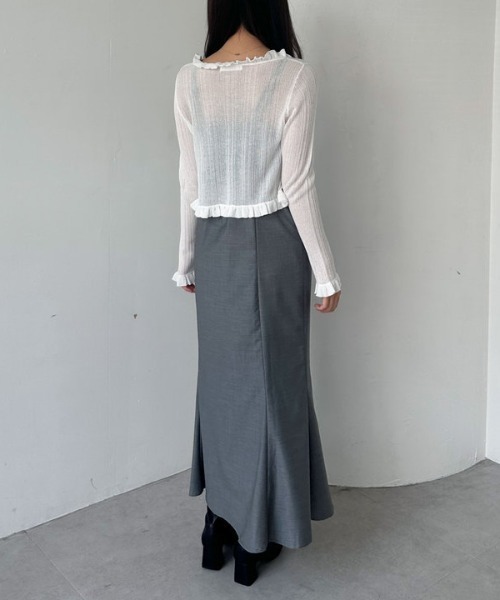 archives（アルシーヴ）の「フリルシアーリブニットカーディガン（カーディガン/ボレロ・レディース・オフホワイト/ブラック/グレー・MEDIUM）」の19枚目の写真