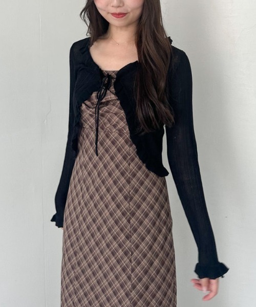 archives（アルシーヴ）の「フリルシアーリブニットカーディガン（カーディガン/ボレロ・レディース・オフホワイト/ブラック/グレー・MEDIUM）」の21枚目の写真