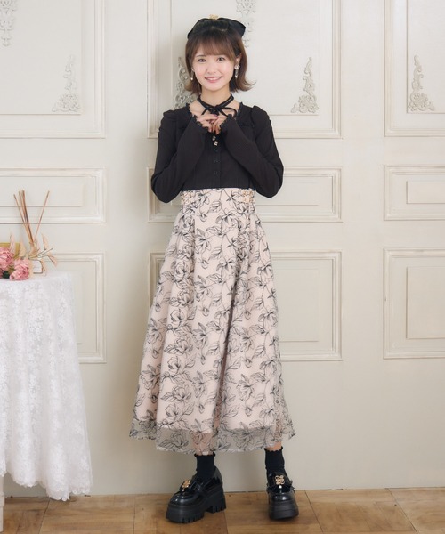 couture BY ROJITA(クチュールバイロジータ)の「フラワー刺繍ドッキングワンピース(ワンピース・レディース・ブルー/アイボリー/ブラック/ピンク・FREE)」の10枚目の写真