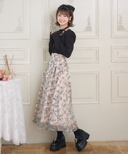 couture BY ROJITA(クチュールバイロジータ)の「フラワー刺繍ドッキングワンピース(ワンピース・レディース・ブルー/アイボリー/ブラック/ピンク・FREE)」の11枚目の写真