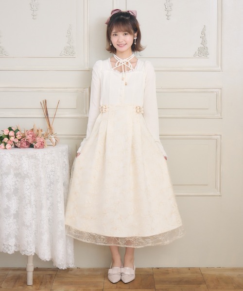 フラワー刺繍ドッキングワンピース（ワンピース）｜couture BY ROJITA