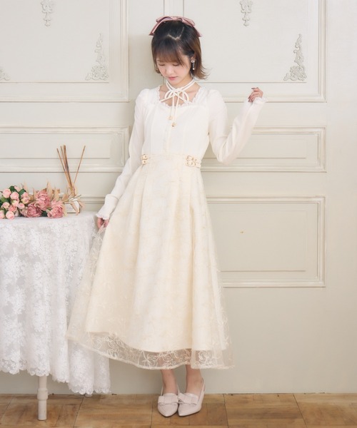 フラワー刺繍ドッキングワンピース（ワンピース）｜couture BY ROJITA