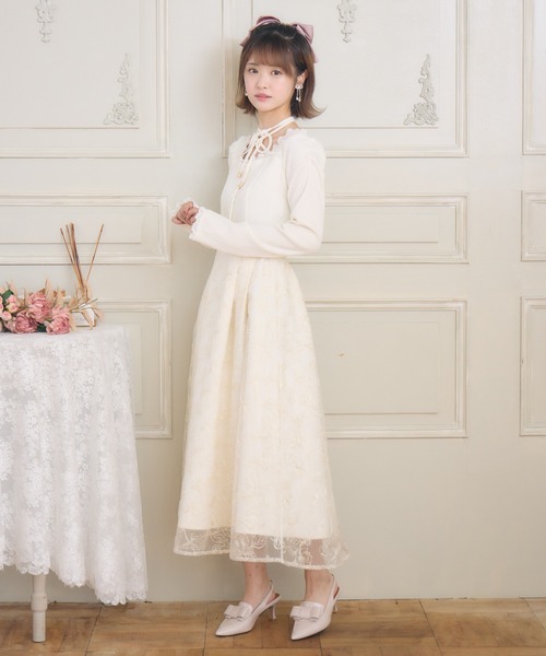 couture BY ROJITA(クチュールバイロジータ)の「フラワー刺繍ドッキングワンピース(ワンピース・レディース・ブルー/アイボリー/ブラック/ピンク・FREE)」の16枚目の写真