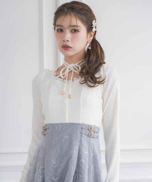 couture BY ROJITA(クチュールバイロジータ)の「フラワー刺繍ドッキングワンピース(ワンピース・レディース・ブルー/アイボリー/ブラック/ピンク・FREE)」の18枚目の写真