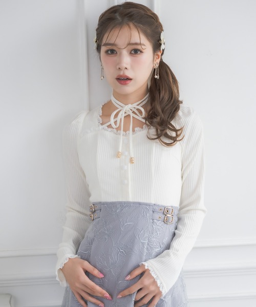 フラワー刺繍ドッキングワンピース（ワンピース）｜couture BY ROJITA