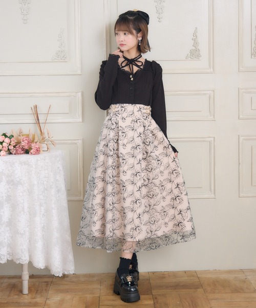 フラワー刺繍ドッキングワンピース（ワンピース）｜couture BY ROJITA