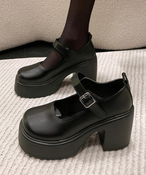 yuue' ( wear )(ユーイ)の「厚底タンクソールストラップパンプス(ローファー・レディース・ブラック/ブラック系その他・23.5cm/24.5cm)」の1枚目の写真