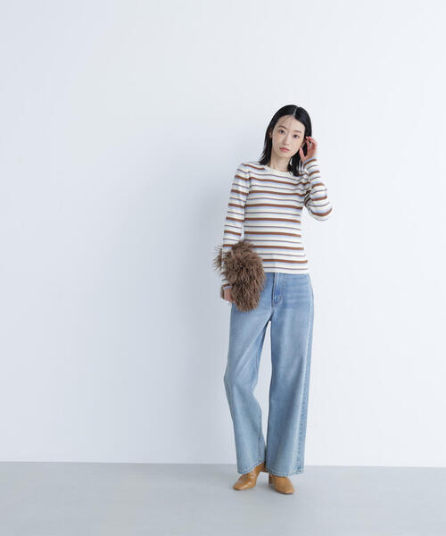 NATURAL BEAUTY BASIC(ナチュラルビューティーベーシック)の「◇マルチボーダーリブニット(ニット/セーター・レディース・ホワイト系その他/グレー系その他/レッド系その他6・FREE)」の7枚目の写真